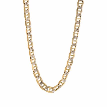 CADENA TEJIDO ANCLA DOS COLORES 18K