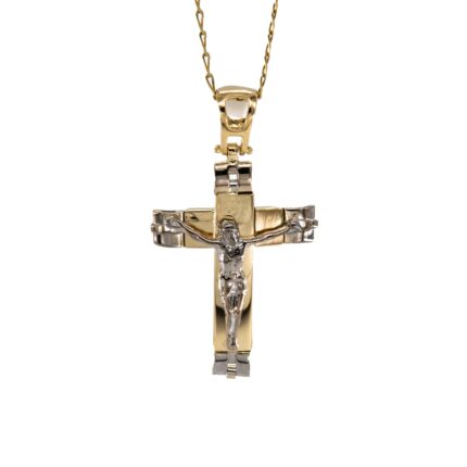 DIJE CRUCIFIJO DE 2 COLORES 18K