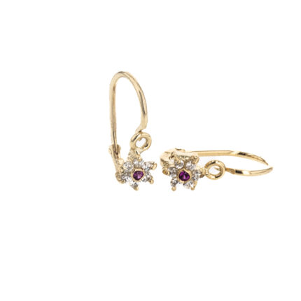ARETES ZARZILLOS FLOR CON ZIRCONES 18K