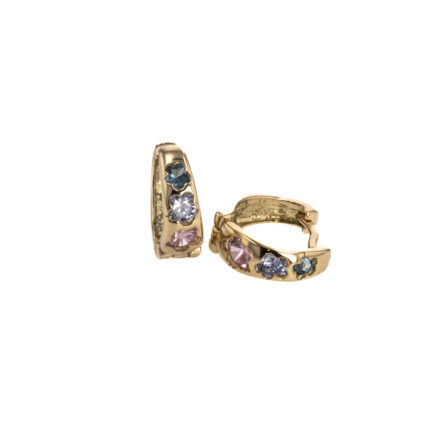 ARETES CORTOS CON ZIRCONES 18K