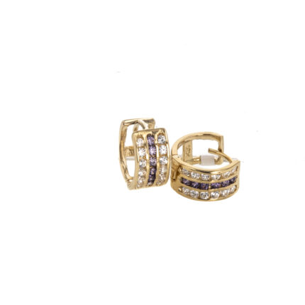 ARETES ARGOLLAS CON ZIRCONES 18K
