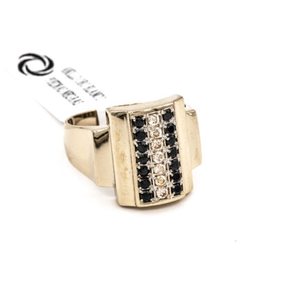ANILLO ORO BLANCO PIEDRAS NEGRAS