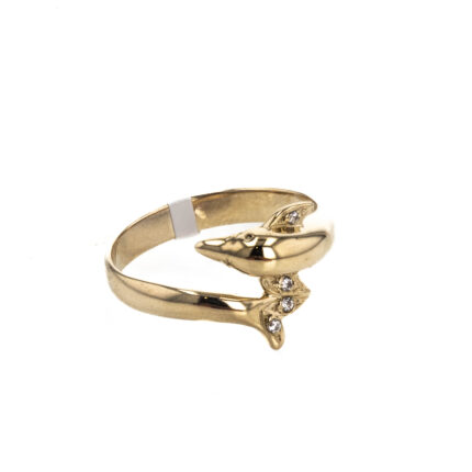 ANILLO DELFIN, CON ZIRCONES 18K