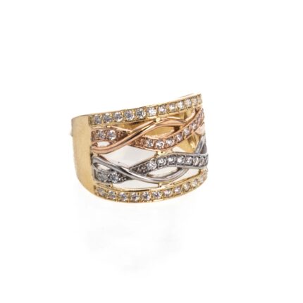 ANILLO 3 COLORES CON ZIRCONES 18K